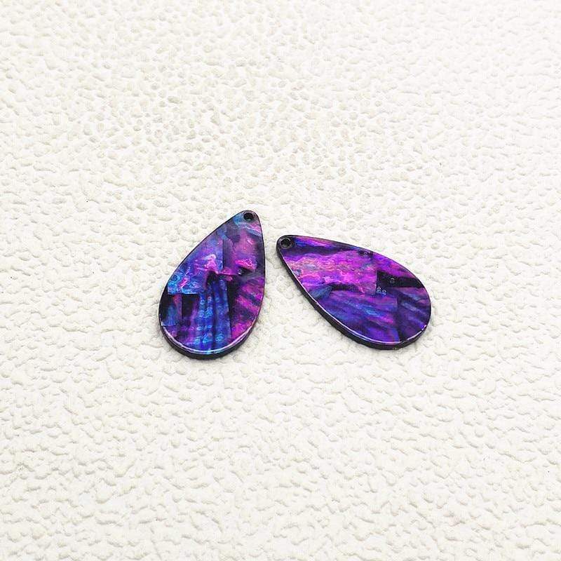 Sundaylace Creations & Bling Resin Gems Purple Abalone Shell Drop 20*35mm Mixed Abalone Shell Print Gem Rounded Teardrop, one hole, Acrylic Resin Gems