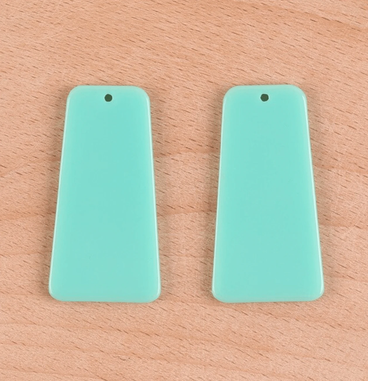 20*39mm, Mint Green, Pastel Mix Trapezoid Acrylic Resin, one hole sew on, Acrylic, Resin Gem, (Sold in Pair)