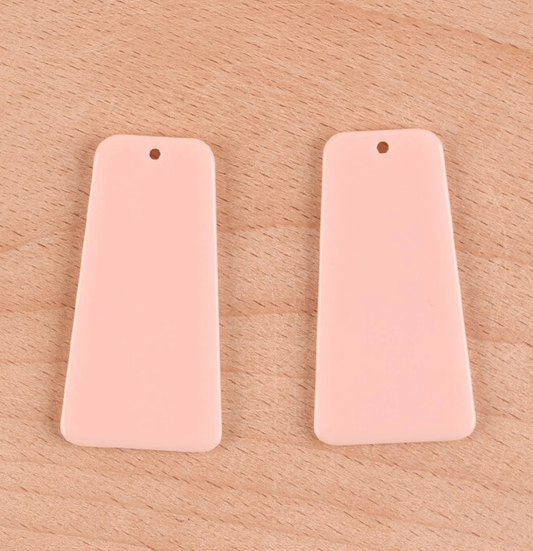 20*39mm, Salmon Pink, Pastel Mix Trapezoid Acrylic Resin, one hole sew on, Acrylic, Resin Gem, (Sold in Pair)