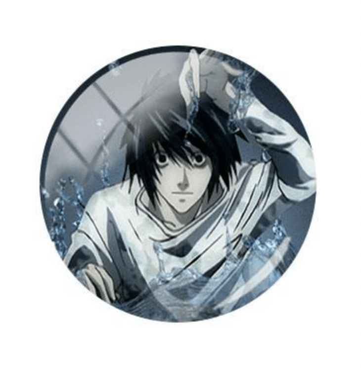 Sundaylace Creations & Bling Resin Gems 20mm "L" Death Note Full Face 20mm & 25mm Death Note Anime Japanese Cartoon Character "L" Round Acrylic Printed, Glue on, Resin Gem