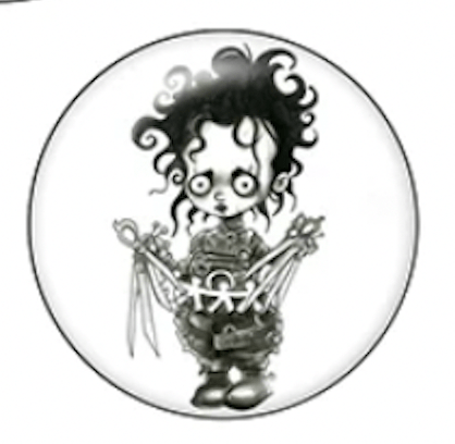 Sundaylace Creations & Bling Resin Gems Edward Scissorhands Cartoon 20mm Black & White Halloween Villains Acrylic Round Glass, Glue on, Resin Gem *10 pairs*