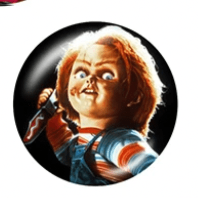 Sundaylace Creations & Bling Resin Gems 20mm Childs Play Chuckie Villain Halloween Character Round Acrylic Printed Resin Gem (Sold in Pair)