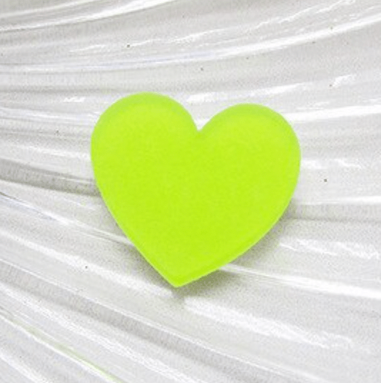 Sundaylace Creations & Bling Lime Green 20mm Frosted Matte Acrylic Heart, Glue on, Resin Gems (Sold in Pair)