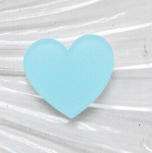 Sundaylace Creations & Bling Light Blue 20mm Frosted Matte Acrylic Heart, Glue on, Resin Gems (Sold in Pair)
