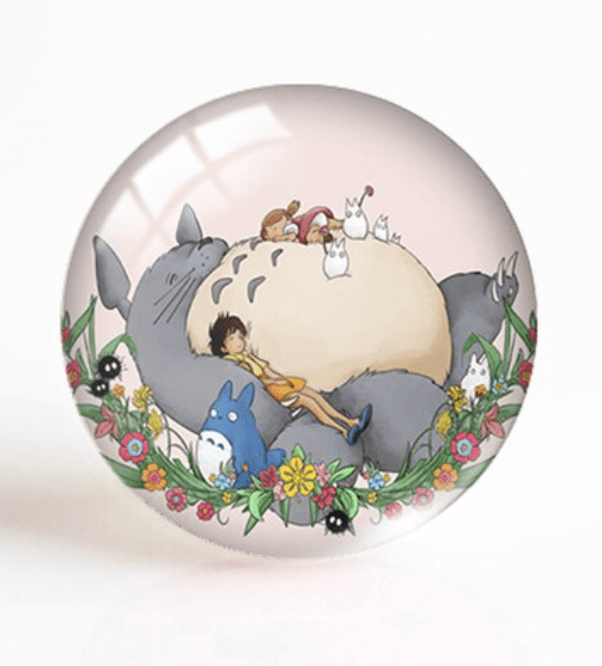 Sundaylace Creations & Bling Resin Gems 20mm Ghibli Totoro Sleeping Anime Character  Acrylic Round Glass, Glue on, Resin Gem (Sold in Pair)