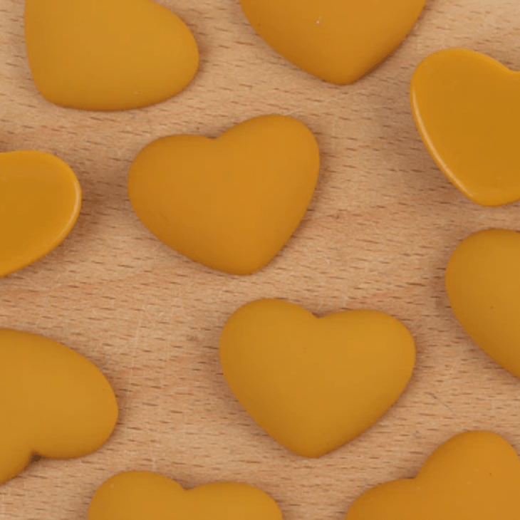 Sundaylace Creations & Bling Resin Gems Mustard Heart 20mm HEART Shaped Matte Rubber Gems, Glue on, Matte Resin Gems