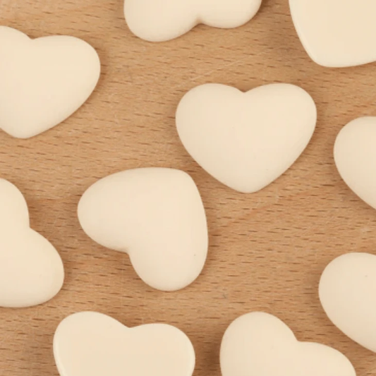 Sundaylace Creations & Bling Resin Gems Ivory Heart 20mm HEART Shaped Matte Rubber Gems, Glue on, Matte Resin Gems