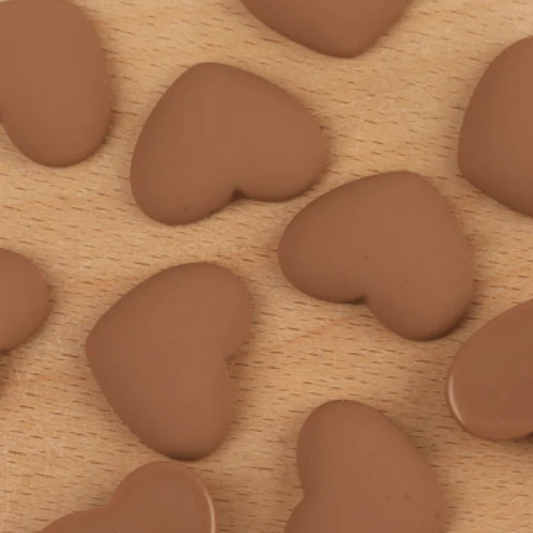 Sundaylace Creations & Bling Resin Gems Chai Latte Heart 20mm HEART Shaped Matte Rubber Gems, Glue on, Matte Resin Gems