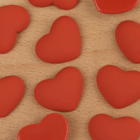 Sundaylace Creations & Bling Resin Gems Red Terra Cotta Heart 20mm HEART Shaped Matte Rubber Gems, Glue on, Matte Resin Gems