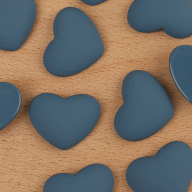 Sundaylace Creations & Bling Resin Gems Dusk Blue Heart 20mm HEART Shaped Matte Rubber Gems, Glue on, Matte Resin Gems