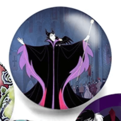 Sundaylace Creations & Bling Resin Gems 20mm Maleficent Queen Cartoon Halloween Character Round Acrylic Printed Resin Gem (Sold in Pair)