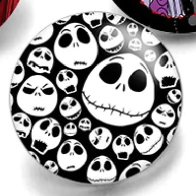 Sundaylace Creations & Bling Resin Gems Jack Skellington 20mm "Nightmare Before Christmas" Cartoon Character Round Acrylic Printed Resin Gem (Sold in Pair)