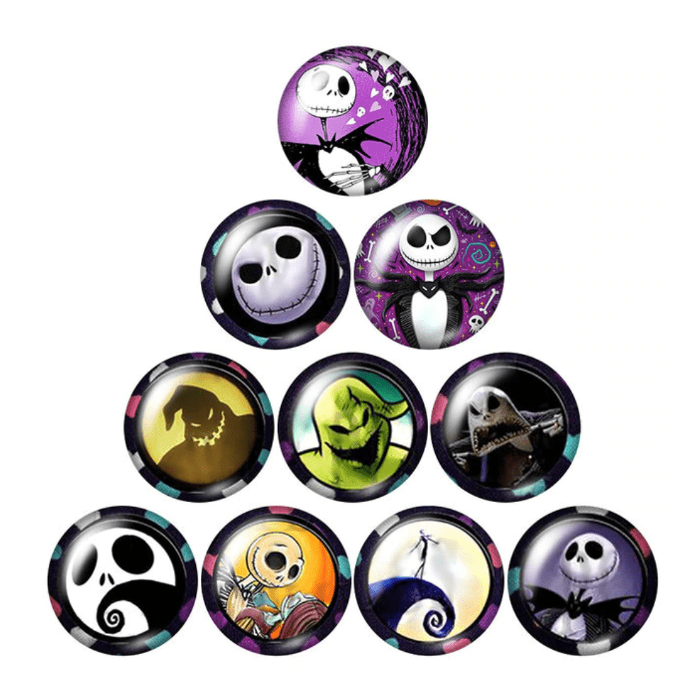 Sundaylace Creations & Bling Resin Gems 20mm Night Mare before Christmas Faces "Set of 10 gems" 20mm "Nightmare Before Christmas" Cartoon Character Round Acrylic Printed Resin Gem (Sold in Pair)