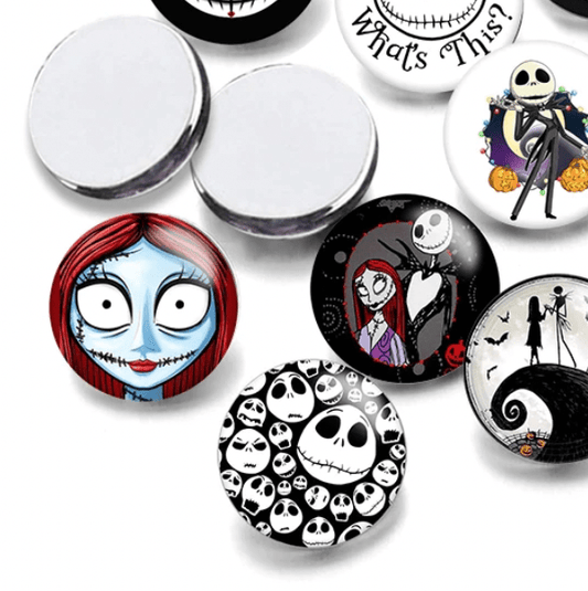 Sundaylace Creations & Bling Resin Gems 20mm "Nightmare Before Christmas" Cartoon Character Round Acrylic Printed Resin Gem (Sold in Pair)