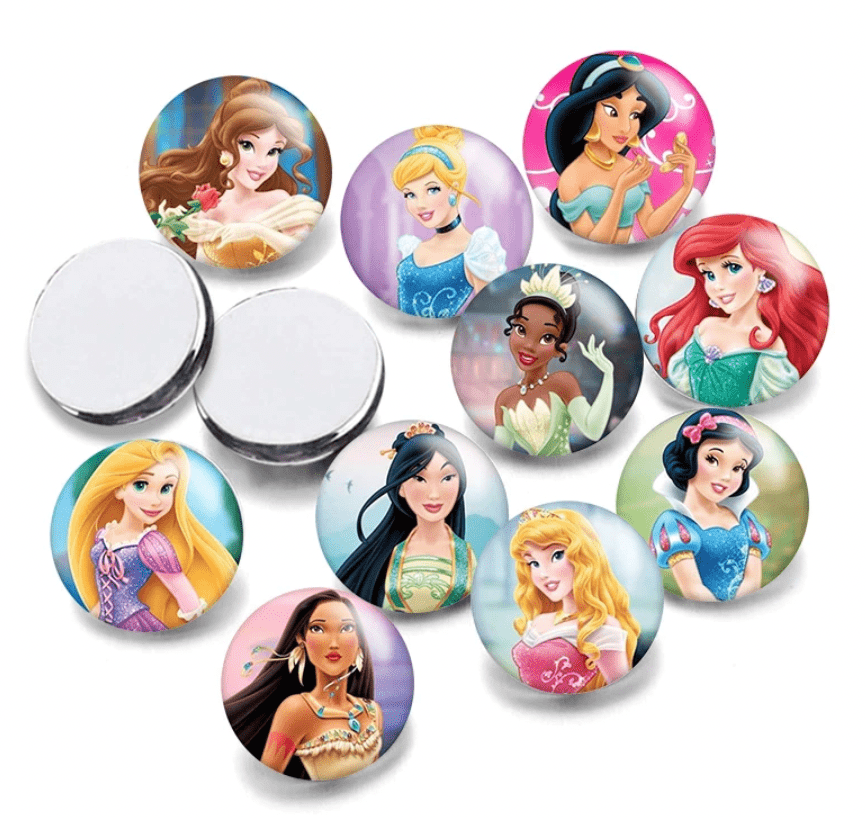 Sundaylace Creations & Bling Resin Gems 20mm Princesses Cartoon Character Acrylic Round Glass, Glue on, Resin Gem (Sold in Pair)