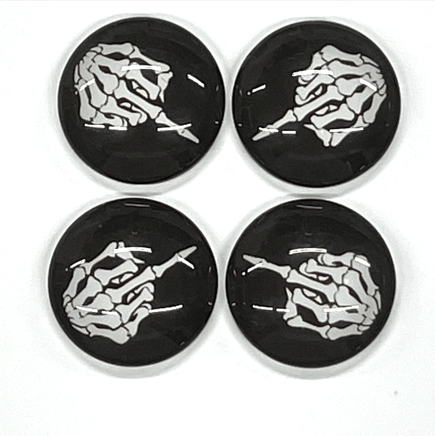 Sundaylace Creations & Bling Resin Gems 20mm "Skeleton points to the sky" Halloween on black background round, Glue on Acrylic Printed Resin Gem (Sold in Pair)