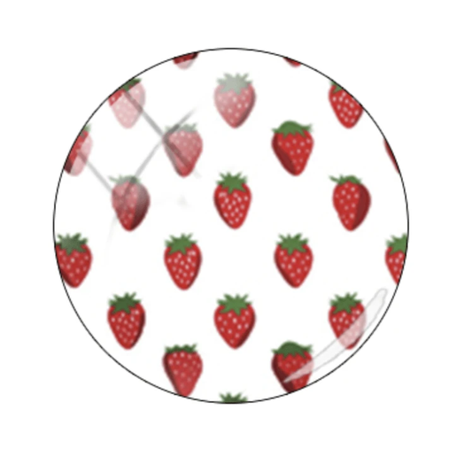15mm, 15mm Strawberry With White Background, 20mm Strawberry Print Acrylic Round Glass, Glue on, Resin Gem, (Sold in Pair)