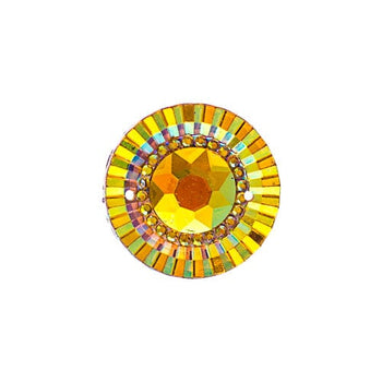 John Beads Resin Gems 20mm Sun Yellow AB Piiki Stone Round, Sew-on, Resin Gem