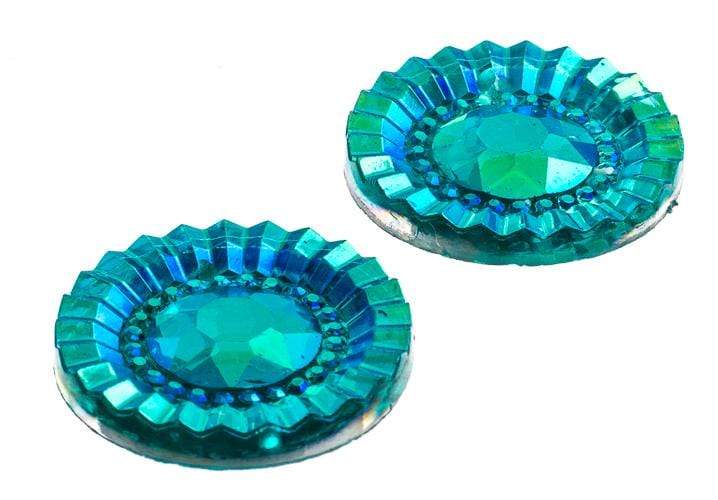 John Beads Resin Gems 20mm Turquoise AB Piiki Stone Round, Sew-on, Resin Gem