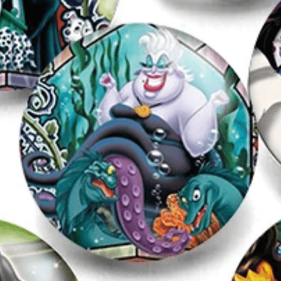 Sundaylace Creations & Bling Resin Gems 20mm Ursula-Little Mermaid Cartoon Halloween Character Round Acrylic Printed Resin Gem (Sold in Pair)
