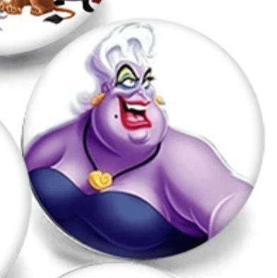 Sundaylace Creations & Bling Resin Gems 20mm Ursula-Little Mermaid Face Cartoon Halloween Character Round Acrylic Printed Resin Gem (Sold in Pair)