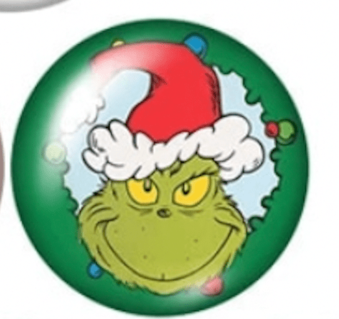 Sundaylace Creations & Bling Resin Gems Santa Grinch with Green Background 20mm Various Grinch Printed Round Dome, Glue on, Acrylic Resin Gem