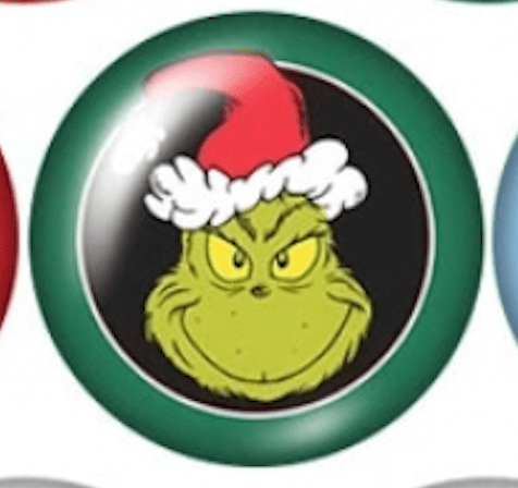 Sundaylace Creations & Bling Resin Gems Santa Grinch with Dark Green Background 20mm Various Grinch Printed Round Dome, Glue on, Acrylic Resin Gem