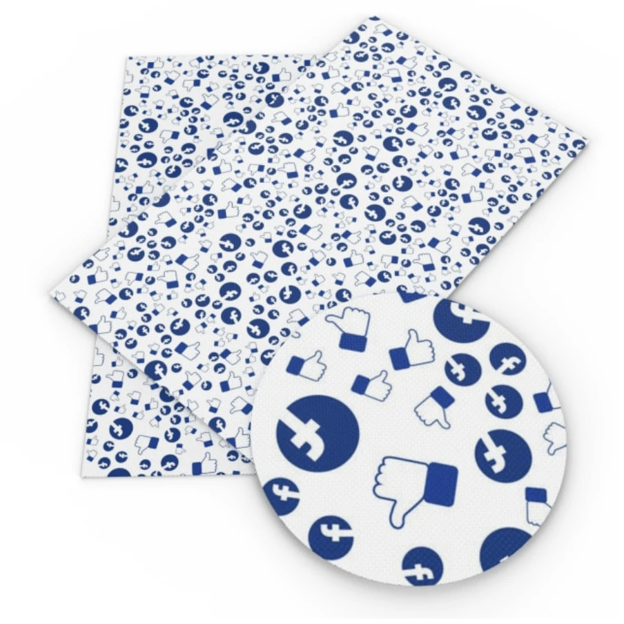 Leatherette Basics 21*29cm FACEB00K Thumbs up Like Button Image Smooth Printed Leatherette Sheet
