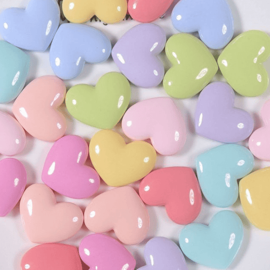 Sundaylace Creations & Bling Resin Gems 22*26mm Pastel Glossy Hearts, Glue on, Resin Gems (Sold in Pair)