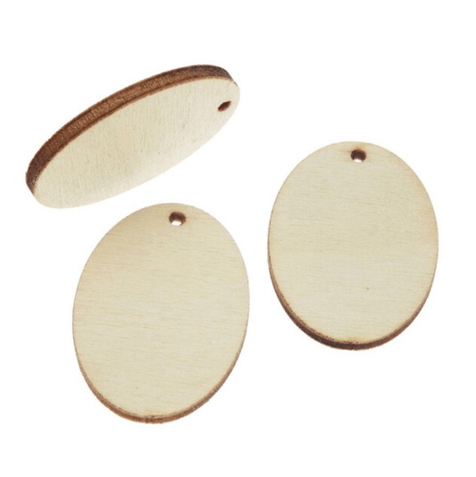 Sundaylace Creations & Bling Resin Gems 22*30mm OVAL Wooden Disks, DYI Paint/Wood burning, Sew on, Wood Gems (Sold in Pair)