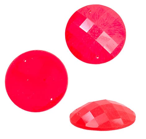 John Beads Resin Gems 22mm Grapefruit Red Round, Sew-on, Resin gems