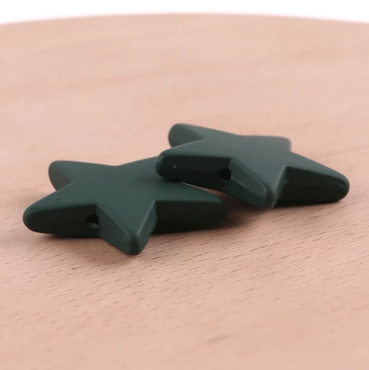 22mm, Navy Blue Matte, Matte Rubber Star Shaped Flat with side hole, Acrylic Bead Resin Gems, Resin Gem, (Sold in Pair)