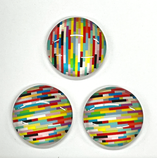 Sundaylace Creations & Bling Resin Gems 22mm Stripes Geometric pattern background round, Glue on, Acrylic Printed Resin Gem (Sold in Pair)
