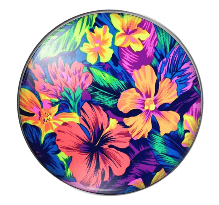 Sundaylace Creations & Bling Resin Gems 22mm Tropical Flower Paintings Print Dome, Glue on, Acrylic Resin Gems (Sold in Pair)