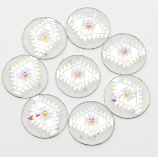 25mm, Clear AB, AB Geometric Triangle Blanket Design, Sew On, Resin Gem, (Sold in Pair)