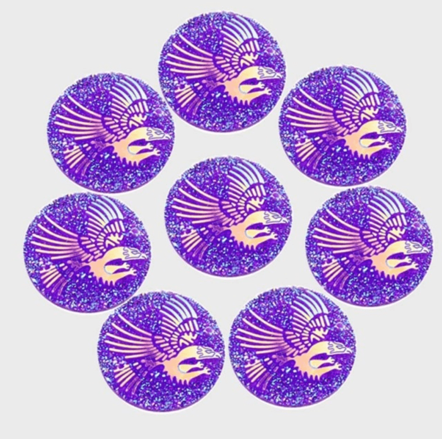 Sundaylace Creations & Bling Resin Gems Purple AB Eagle 25mm 25mm Eagle Bird Pattern on Round, Sew on, Resin Gem