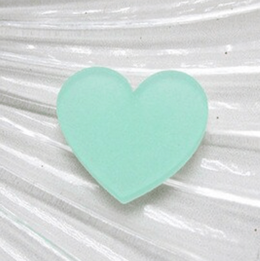 Mint Green 25mm Frosted Matte Acrylic Heart, Glue on, Resin Gems (Sold in Pair)