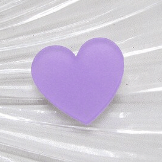 Light Purple 25mm Frosted Matte Acrylic Heart, Glue on, Resin Gems (Sold in Pair)