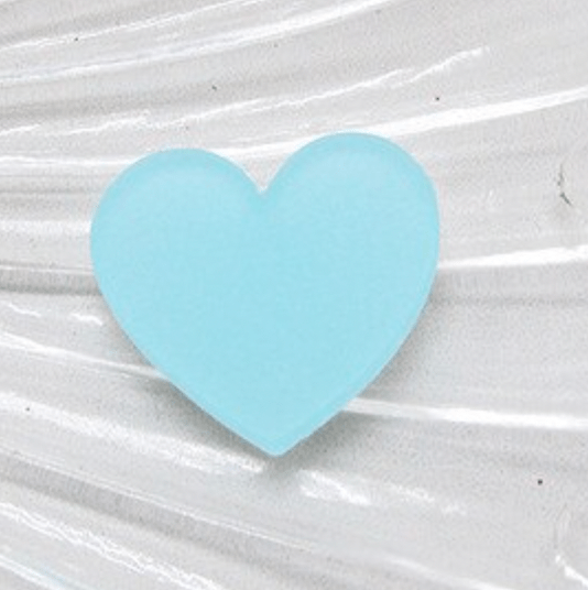 Light Blue 25mm Frosted Matte Acrylic Heart, Glue on, Resin Gems (Sold in Pair)