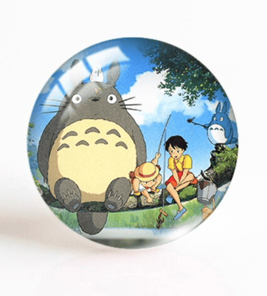 Sundaylace Creations & Bling Resin Gems 25mm Ghibli Totoro Fishing Anime Character  Acrylic Round Glass, Glue on, Resin Gem (Sold in Pair)