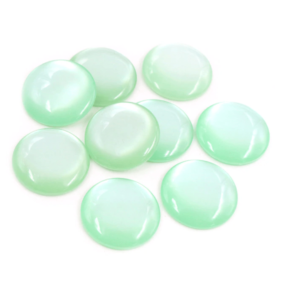 Sundaylace Creations & Bling Resin Gems Mint Green 25mm Jelly Luminous Acrylic Round, Glue on, Resin Gems