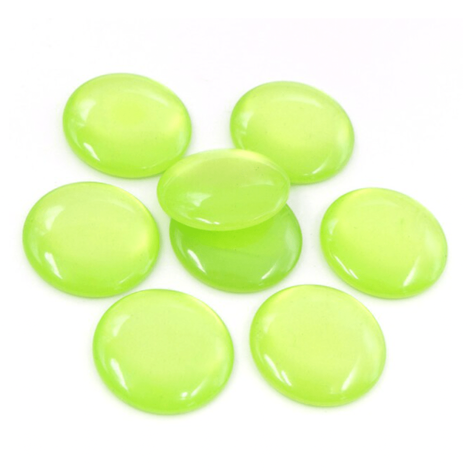 Sundaylace Creations & Bling Resin Gems Lime Green (Neon) 25mm Jelly Luminous Acrylic Round, Glue on, Resin Gems