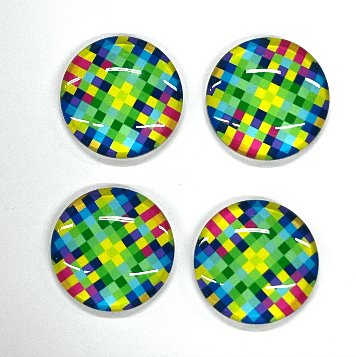 Sundaylace Creations & Bling Resin Gems 25mm "Minecraft" on Geometric pattern background round, Glue on, Acrylic Printed Resin Gem (Sold in Pair)