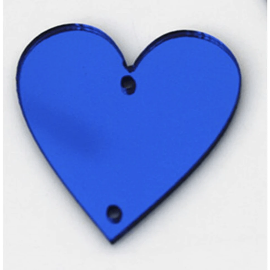 Sundaylace Creations & Bling Glass Gems Blue Mirror 25mm Mirror Heart Cabochon/Gem in Silver and Gold Glue On, Silver/Red/Gold/Blue