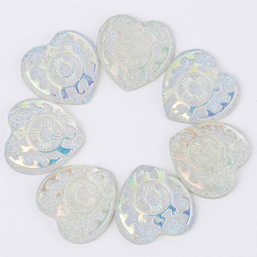 Sundaylace Creations & Bling Resin Gems Clear AB 25mm Turtle Design AB, Heart Shaped, Sew On, Resin Gems