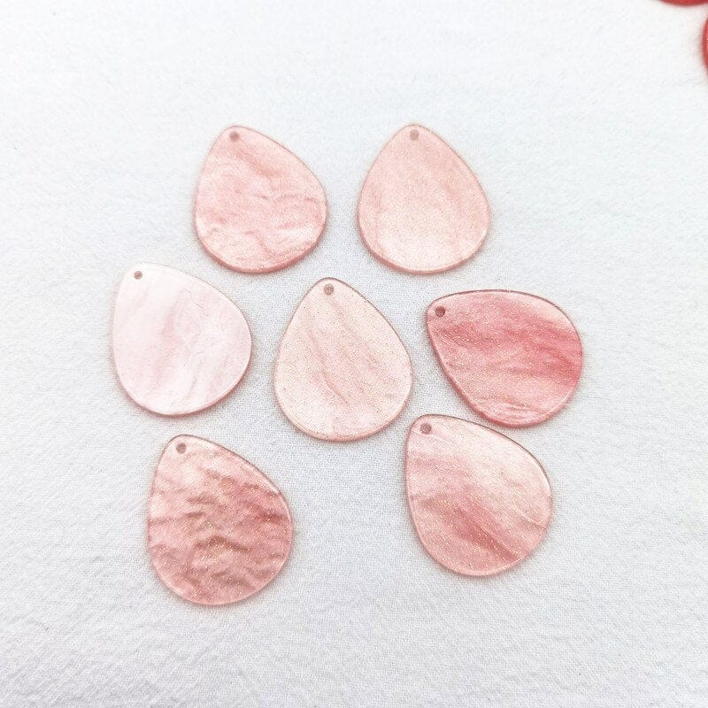 Sundaylace Creations & Bling Resin Gems 27*35mm Pink Glitter Shell Shiny Fat Triangle Guitar Pick, one hole, resin gems