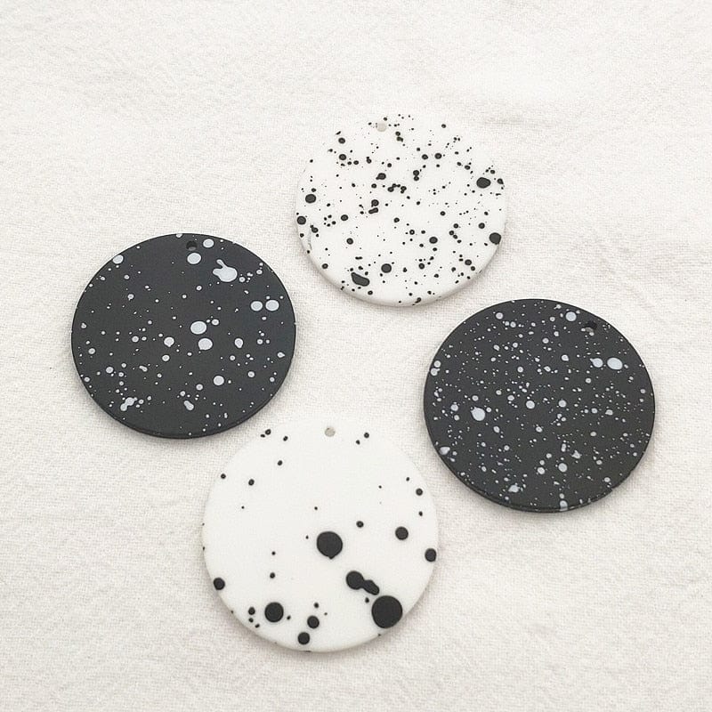 Sundaylace Creations & Bling Resin Gems 28mm Black and White Paint Drops Round, one hole sew on gem, Resin Gem