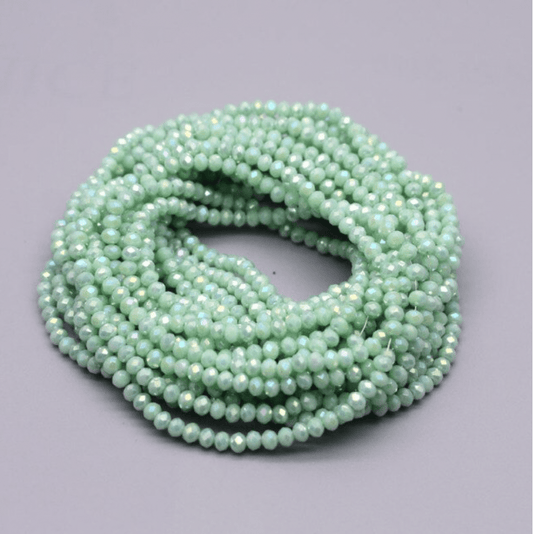 Sundaylace Creations & Bling Rondelle Beads 2mm & 3mm  Mint Green Opal Opaque Glass Rondelle Beads (130pcs)