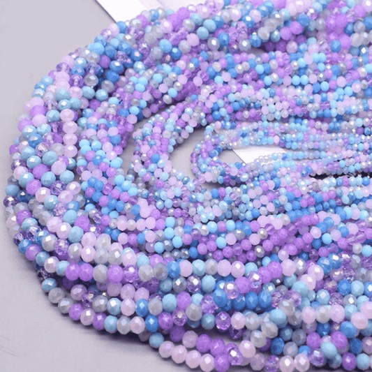 Sundaylace Creations & Bling Rondelle Beads 2mm Baby Blue/Purple Mixed Faceted Rondelle Beads 160 pcs
