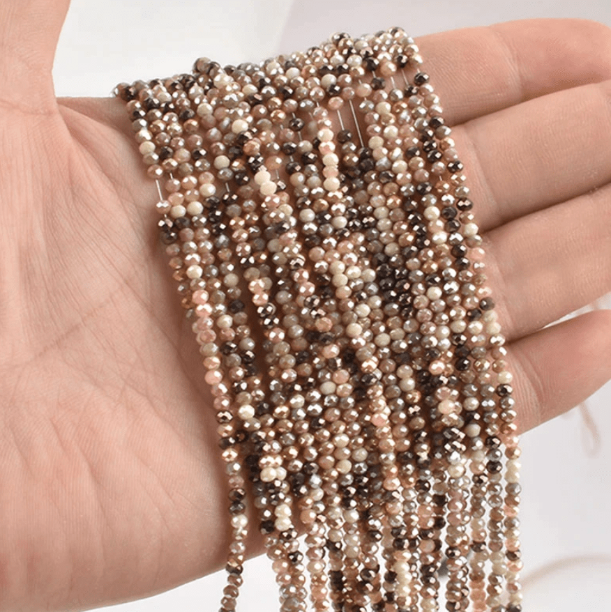 Sundaylace Creations & Bling Rondelle Beads 2mm Cafe Mocha Brown Mixed Faceted Rondelle Beads 135 pcs